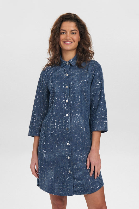 NUJOURNEY DRESS - Medium Blue Denim