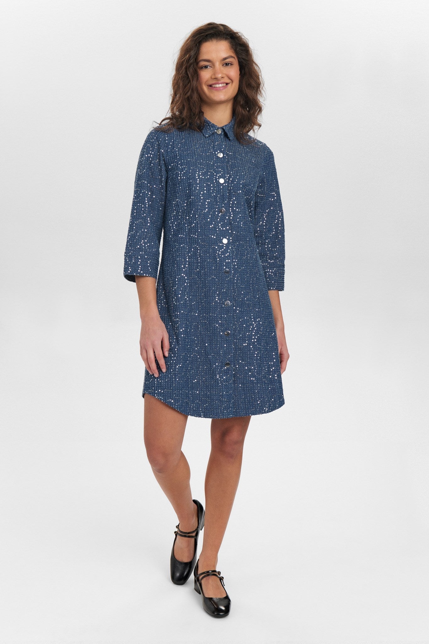 NUJOURNEY DRESS - Medium Blue Denim