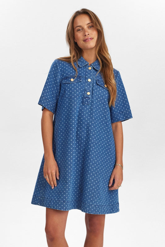 NUHADDIE DRESS  - Medium Blue Denim