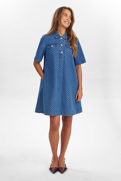 NUHADDIE DRESS  - Medium Blue Denim