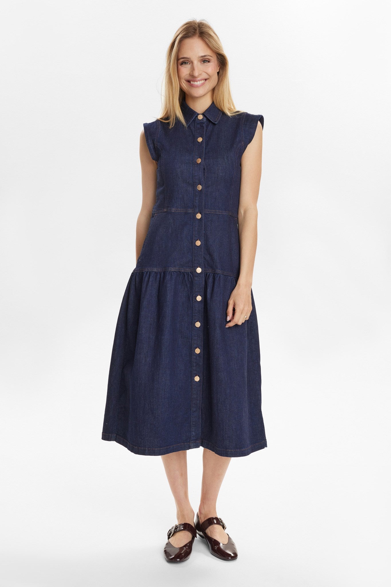 NUAMBER DRESS - Dark Blue Denim